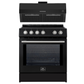 Forno Espresso Package - 30" Induction Range and Under Cabinet Range Hood in Black with Silver Accents