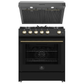 Forno Espresso Package - 30" Gas Range and Under Cabinet Range Hood in Black with Antique Brass Accents