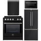 Forno Espresso Package - 30" Induction Range, 30" Refrigerator with Ice Maker, Dishwasher and 24" Microwave Drawer in Black with Silver Accents