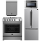 Forno Espresso Package - 30" Gas Range, 30" Refrigerator with Ice Maker, Dishwasher and 24" Microwave Drawer in Stainless Steel