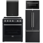 Forno Espresso Package - 30" Electric Range, 30" Refrigerator with Ice Maker, Dishwasher and 24" Microwave Drawer in Black with Silver Accents