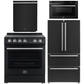 Forno Espresso Package - 30" Electric Range, 36" Refrigerator with Ice Maker, Dishwasher and 24" Microwave Drawer in Black with Silver Accents