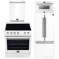 Forno Espresso Package - 30" Electric Range, 30" Refrigerator with Ice Maker, Dishwasher and 24" Microwave Drawer in White with Silver Accents