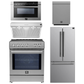 Forno Espresso Package - 30" Induction Range, Range Hood, 30" Refrigerator with Ice Maker, Dishwasher and 24" Microwave Drawer in Stainless Steel