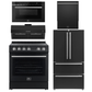 Forno Espresso Package - 30" Electric Range, Range Hood, 36" Refrigerator with Ice Maker, Dishwasher and 24" Microwave Drawer in Black with Silver Accents