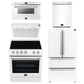 Forno Espresso Package - 30" Electric Range, Range Hood, 36" Refrigerator with Ice Maker, Dishwasher and 24" Microwave Drawer in White with Silver Accents