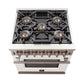 FORNO Capriasca 30″ 4.32 cu. ft. Gas Range with 5 Italian Burners in White, FFSGS6260-30WHT