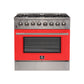 FORNO Galiano 36" 5.36 cu. ft. Dual Fuel Range with 6 Italian Burners in Red, FFSGS6156-36RED