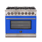 FORNO Capriasca 36" 5.36 cu. ft. Dual Fuel Range with 6 Italian Burners in Blue, FFSGS6187-36BLU