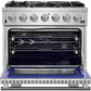 Forno Appliance Package - 36 Inch Gas Burner/Electric Oven Pro Range, Wall Mount Range Hood, Microwave Drawer, AP-FFSGS6187-36-3