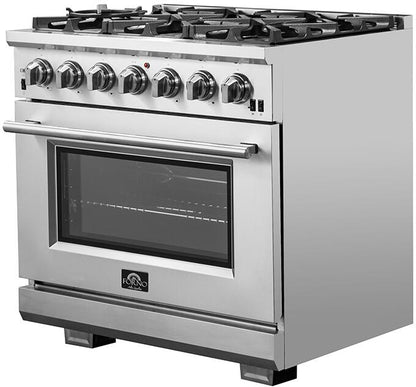 Forno Appliance Package - 36 Inch Gas Burner/Electric Oven Pro Range, Wall Mount Range Hood, Microwave Drawer, AP-FFSGS6187-36-W-3
