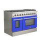 FORNO Galiano 48" 6.58 cu. ft. Gas Range with 8 Italian Burners in Blue, FFSGS6244-48BLU