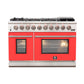 FORNO Capriasca 48″ 6.58 cu. ft. Gas Range with 8 Italian Burners in Red, FFSGS6260-48RED