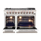 FORNO Capriasca 48″ 6.58 cu. ft. Gas Range with 8 Italian Burners in White, FFSGS6260-48WHT