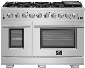 Forno Package - 48" Gas Range, Wall Mount Range Hood, Refrigerator, Microwave, Dishwasher, AP-FFSGS6260-48-8