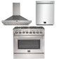 Forno Appliance Package - 36 Inch Dual Fuel Range, Wall Mount Range Hood, Dishwasher, AP-FFSGS6156-36-W-2