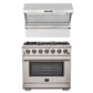 Forno Appliance Package- 36 Inch Pro Gas Range, Wall Mount Range Hood, AP-FFSGS6260-36