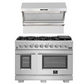 Forno Appliance Package- 48 Inch Pro Gas Range, Wall Mount Range Hood, AP-FFSGS6260-48