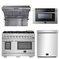 Forno Appliance Package - 48 Inch Pro Gas Range, Wall Mount Range Hood, Microwave Drawer, Dishwasher, AP-FFSGS6260-48-6