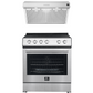 Forno Espresso Package - 30" Electric Range and Range Hood in Stainless Steel with Silver Handles, FBDL-002-01US