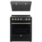 Forno Espresso Package - 30" Electric Range and Range Hood in Black with Antique Brass Handles, FBDL-002-02US