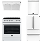 Forno Espresso Package - 30" Electric Range, Range Hood, Refrigerator and Dishwasher in White with Silver Handles