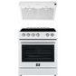 Forno Espresso Package - 30" Electric Range and Range Hood in White with Silver Handles, FBDL-002-03US