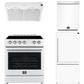 Forno Espresso Package - 30" Electric Range, Range Hood, Refrigerator and Dishwasher in White with Silver Handles, FBDL-006-03US
