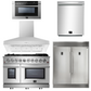Forno Appliance Package - 48" Gas Range, Range Hood, 60" Refrigerator, Dishwasher, Microwave Drawer, AP-FFSGS6239-48-8