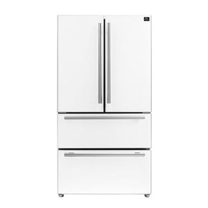Forno Espresso Package - 36" Refrigerator and Dishwasher in White with Silver Handles