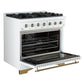 FORNO Espresso Antico 36" 4.5 cu. ft. Dual Fuel Range with 6 Sealed Burners in White with Antique Brass Accents, FFSGS6113-36WHT