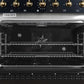 FORNO Espresso Antico 36" 4.5 cu. ft. Dual Fuel Range with 6 Sealed Burners in Black with Antique Brass Accents, FFSGS6113-36BLK