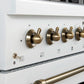 FORNO Espresso Antico 36" 4.5 cu. ft. Dual Fuel Range with 6 Sealed Burners in White with Antique Brass Accents, FFSGS6113-36WHT