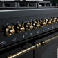 FORNO Espresso Antico 48" 5.5 cu. ft. Dual Fuel Range with 8 Sealed Burners and Griddle in Black with Antique Brass Accents, FFSGS6113-48BLK