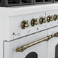 FORNO Espresso Antico 48" 5.5 cu. ft. Gas Range with 8 Sealed Burners and Griddle in White with Antique Brass Accents, FFSGS6219-48WHT