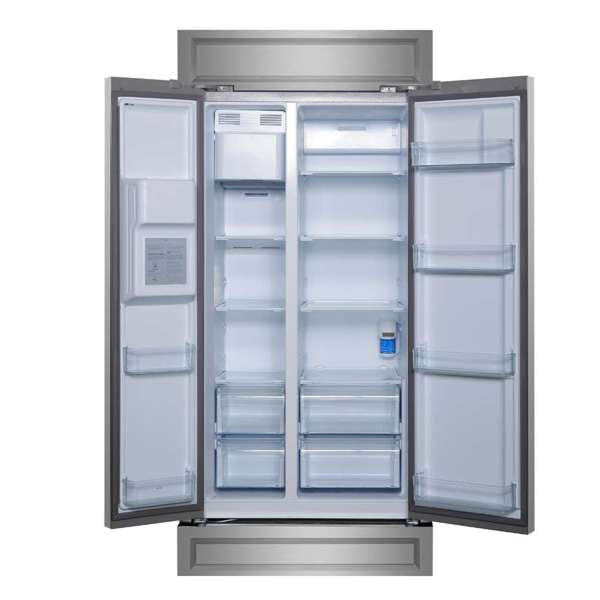 FORNO Salerno 40" 20 cu. ft. Side-by-Side Built-In Refrigerator with Water and Ice Dispenser and Modern Trim Kit, FFRBI1844-40MG