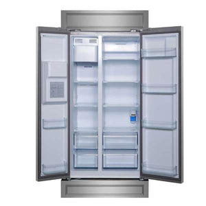 FORNO Salerno 40" 20 cu. ft. Side-by-Side Built-In Refrigerator with Water and Ice Dispenser and Modern Trim Kit, FFRBI1844-40MG
