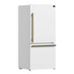 FORNO Espresso Milano 31" 17.2 cu. ft. Refrigerator and Bottom Freezer in White with Antique Brass Handles, FFFFD1785-31WHT