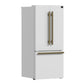 FORNO Espresso Gallipoli 30" 17.5 Cu. Ft. Refrigerator with Ice Maker in White with Antique Brass Handles, FFFFD1974-31WHT