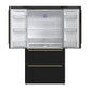 FORNO Espresso Moena 36" 19.2 cu. ft. Refrigerator with Ice Maker in Black with Antique Brass Handles, FFRBI1820-36BLK
