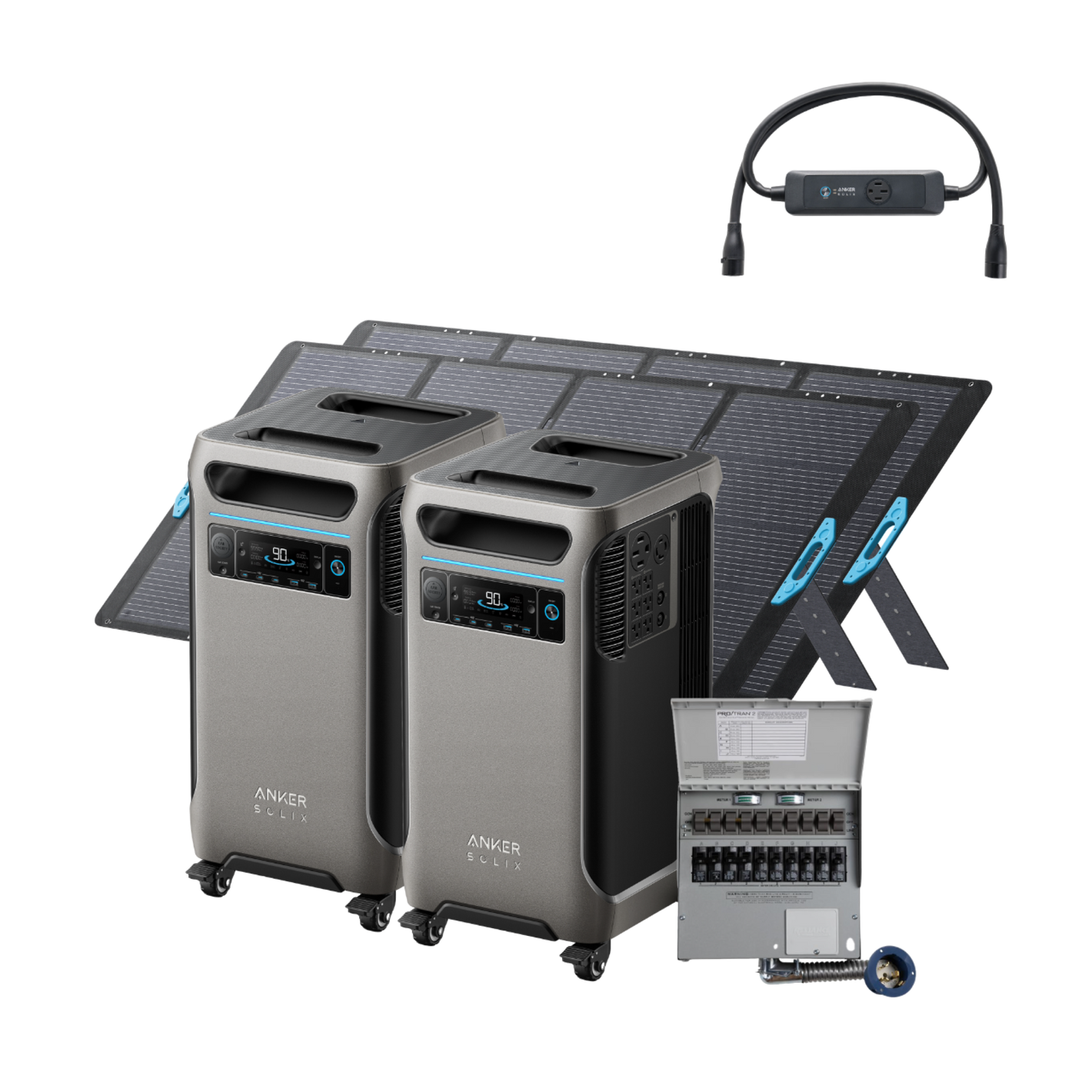 2× Anker SOLIX <b>F3800</b> + Double Power Hub + Home Backup Kit + 2× 400W Solar Panel