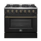 FORNO Galiano 36" 5.36 cu. ft. Gas Range with 6 Sealed Burners in Black with Antique Brass Accents, FFSGS6244-36BLK