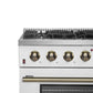 FORNO Espresso Galiano 36" 5.36 cu. ft. Gas Range with 6 Sealed Burners in White with Antique Brass Accents, FFSGS6244-36WHT