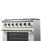 FORNO Espresso Galiano 36" 5.36 cu. ft. Gas Range with 6 Sealed Burners in White with Antique Brass Accents, FFSGS6244-36WHT