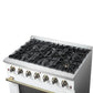 FORNO Espresso Galiano 36" 5.36 cu. ft. Gas Range with 6 Sealed Burners in White with Antique Brass Accents, FFSGS6244-36WHT