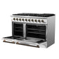 FORNO Galiano 48" 6.58 cu. ft. Gas Range with 8 Sealed Burners and Griddle in White with Antique Brass Accents, FFSGS6244-48WHT
