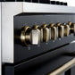 FORNO Giovanni 30" 4.32 cu. ft. Gas Range with 5 Burners, Air Fry Basket, Wok Support and Griddle in Black with Antique Brass Accents, FFSGS6274-30BLK