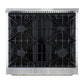 FORNO Marco 30" 4.32 cu.ft. Gas Range with 4 Burners and Temperature Gauge in Black with Antique Brass Accents, FFSGS6277-30BLK