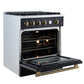 FORNO Marco 30" 4.32 cu.ft. Gas Range with 4 Burners and Temperature Gauge in Black with Antique Brass Accents, FFSGS6277-30BLK