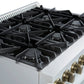FORNO Marco 36" 5.36 cu.ft. Gas Range with 6 Burners and Temperature Gauge in Black with Antique Brass Accents, FFSGS6277-36WHT